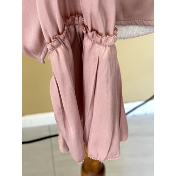 PAIGE Resa top, blush pink, pleated cuffs, elegant, silky, office, extra small - Picture 5 of 5